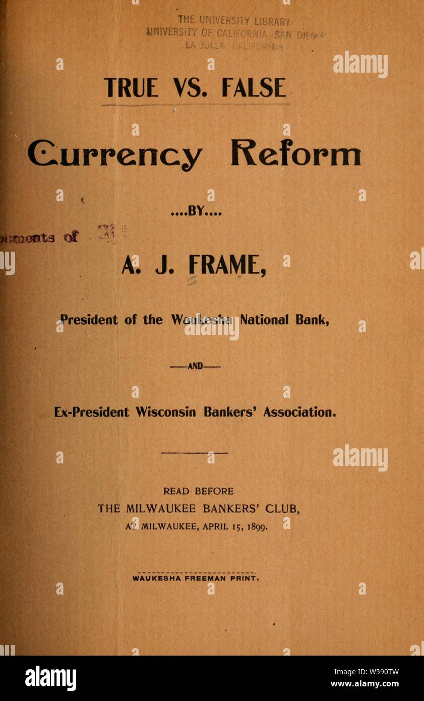 Vrai ou faux : la réforme de la monnaie : Cadre, Andrew Jay, 1844 Banque D'Images
