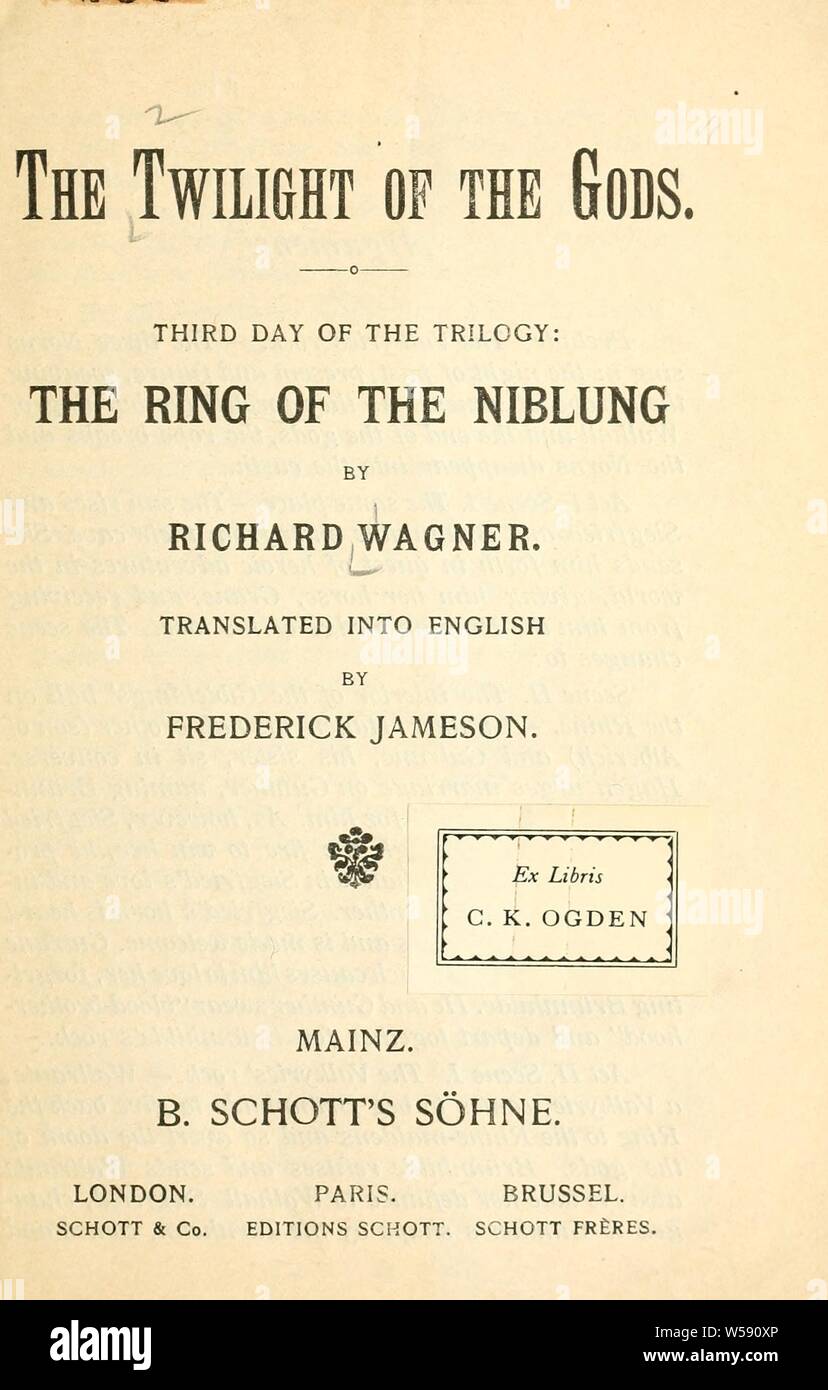 Le crépuscule des dieux : troisième jour de la trilogie l'anneau de l'Niblung : Wagner, Richard, 1813-1883 Banque D'Images