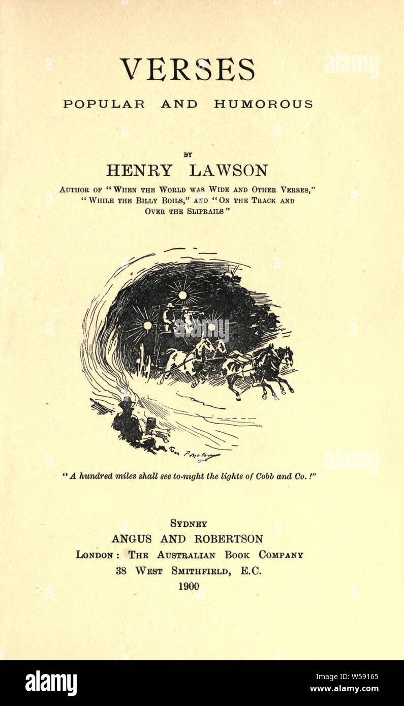 Versets populaires et humoristique : Lawson, Henry, 1867-1922 Banque D'Images