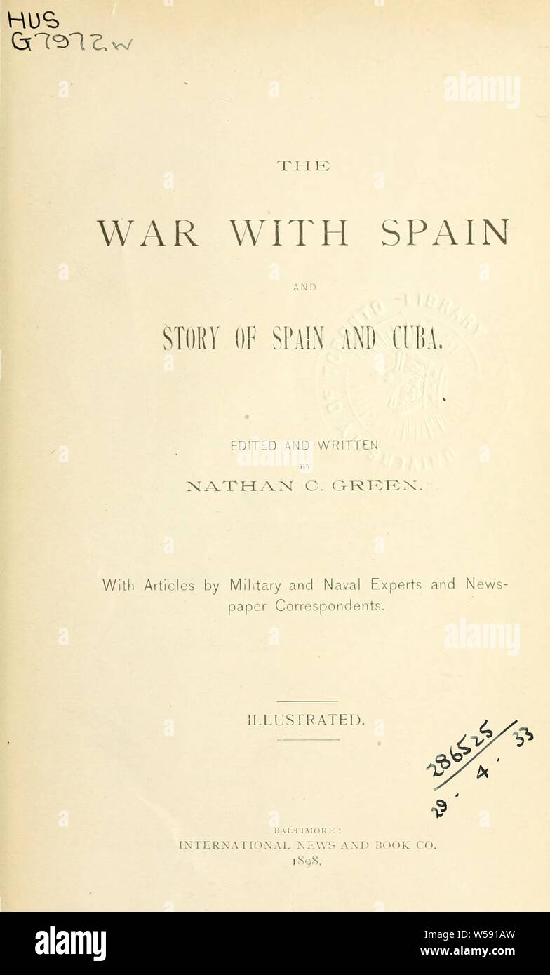 La guerre avec l'Espagne et l'histoire de l'Espagne et Cuba ; Vert : Nathan, C Banque D'Images