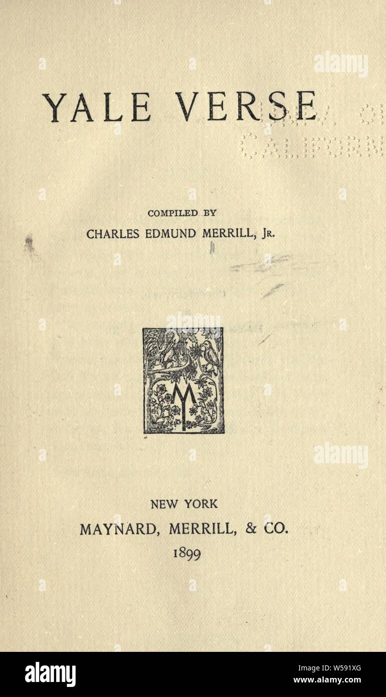 Verset Yale ; : Merrill, Charles Edmund, 1877-1942 Banque D'Images