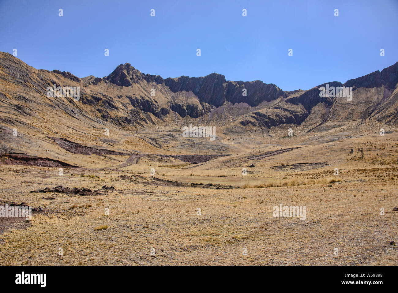 Décor de l'Inca vers les ruines de Huchuy Qosqo, Vallée Sacrée, Pérou Banque D'Images