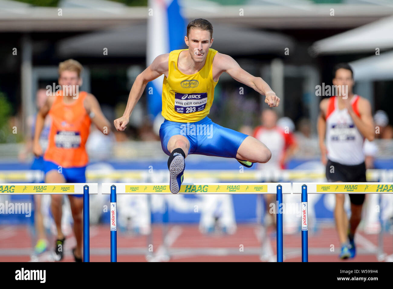 La Haye, Pays-Bas. 26 juillet, 2019. La Haye, 26-07-2019, le néerlandais d'athlétisme, NK Atletiek, Haag Atletiek, Série 400m haies hommes, Charlie van Gorkum : Crédit Photos Pro/Alamy Live News Banque D'Images