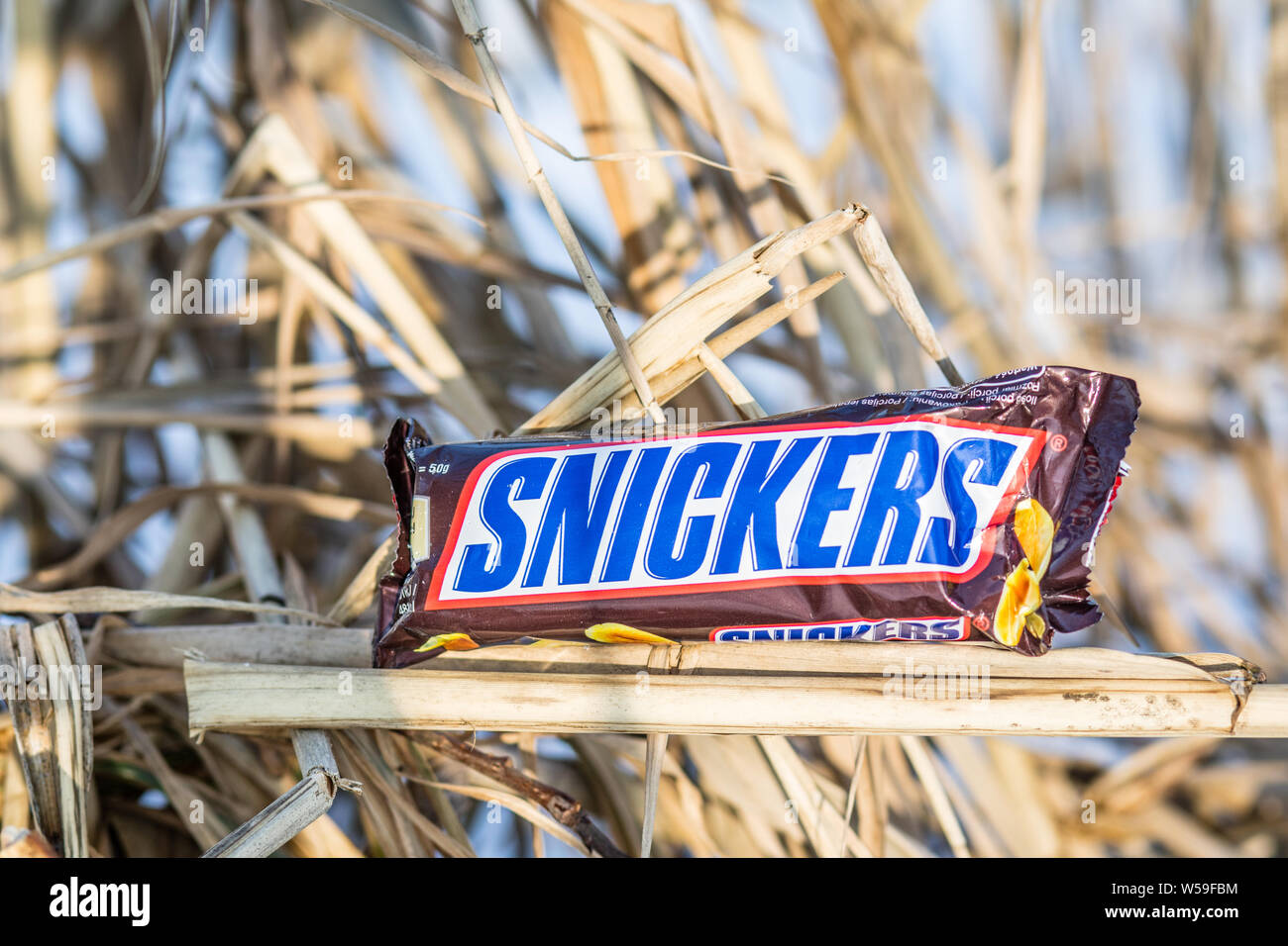 Snickers barre de chocolat produite par Mars Incorporated Banque D'Images