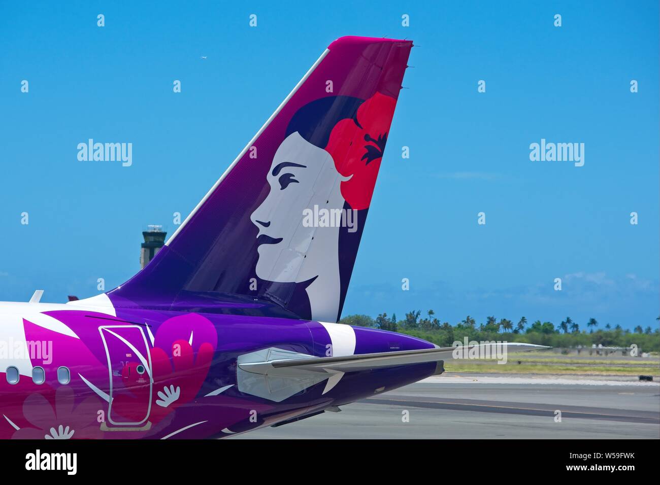Hawaiian Airlines avion à l'Aéroport International Daniel Inouye K. Banque D'Images