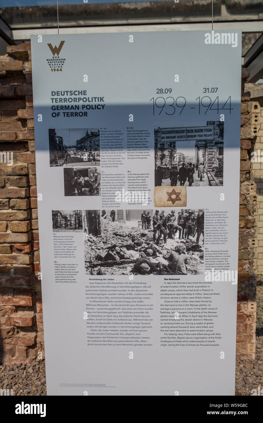 Berlin, août 2014 : Insurrection de Varsovie de 1944 commémorant l'exposition du déclenchement des hostilités contre les Nazis à Varsovie pendant la Seconde Guerre mondiale WWII Banque D'Images