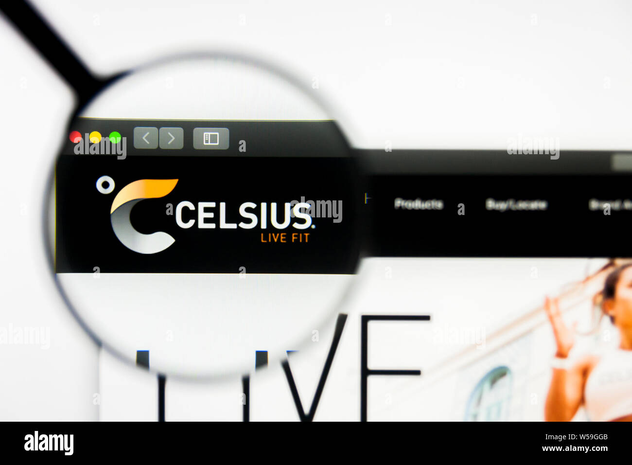 Richmond, Virginie, USA - 26 juillet 2019 : Editorial de Celsius Holdings Inc Page d'accueil du site. C Holdings Inc logo visible à l'écran. Banque D'Images