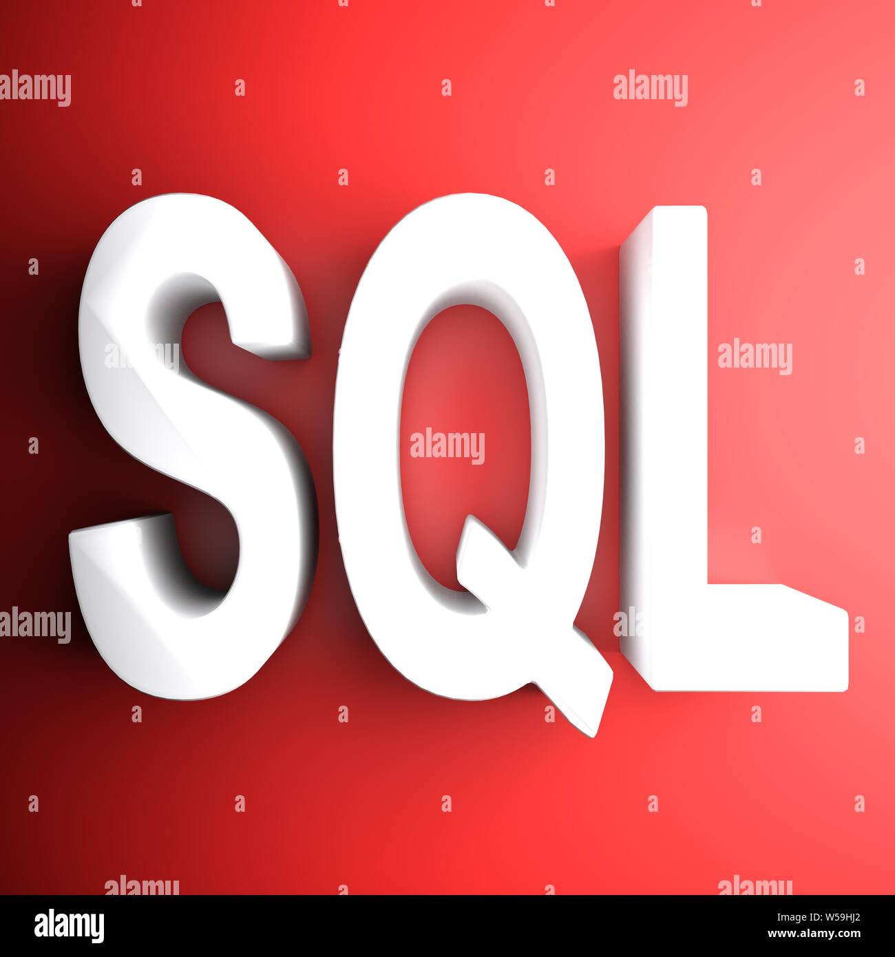Carré rouge - l'icône SQL rendu 3D illustration Banque D'Images