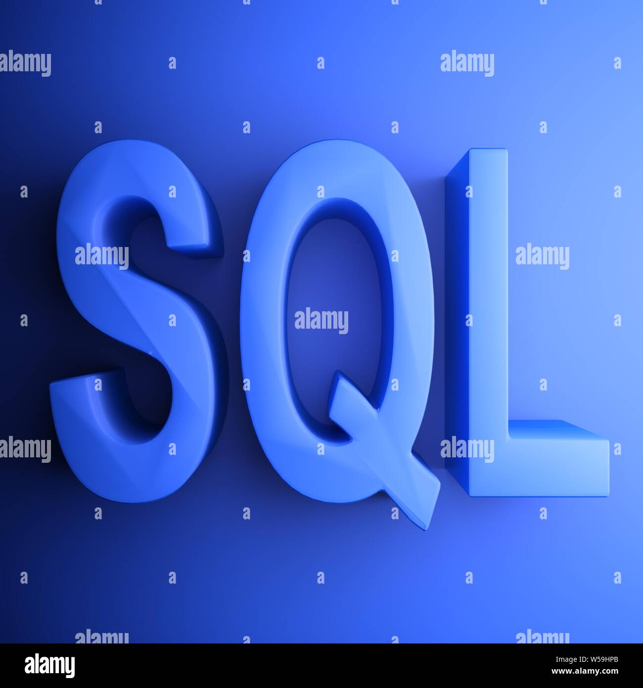 Blue Square - l'icône SQL le rendu 3D illustration Banque D'Images