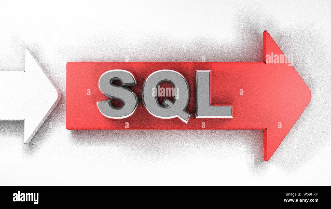 Flèche rouge SQL - le rendu 3D illustration Banque D'Images