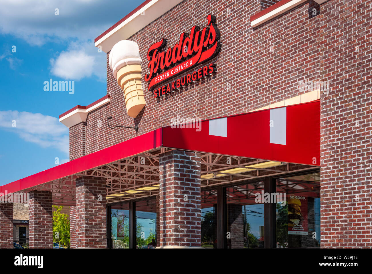 Freddy's Frozen Custard & Steakburgers restaurant à Snellville, Géorgie. (ÉTATS-UNIS) Banque D'Images