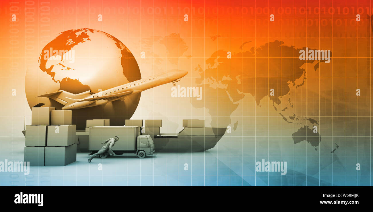 Solution logicielle pour la chaîne d'approvisionnement Global Network Concept Banque D'Images