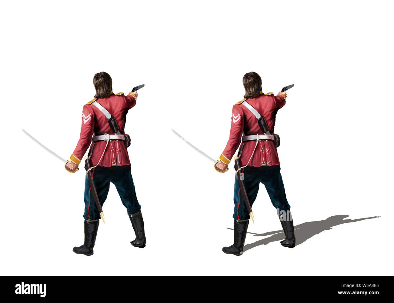 Soldat colonial britannique à l'épée et des armes d'aller à tirer Banque D'Images