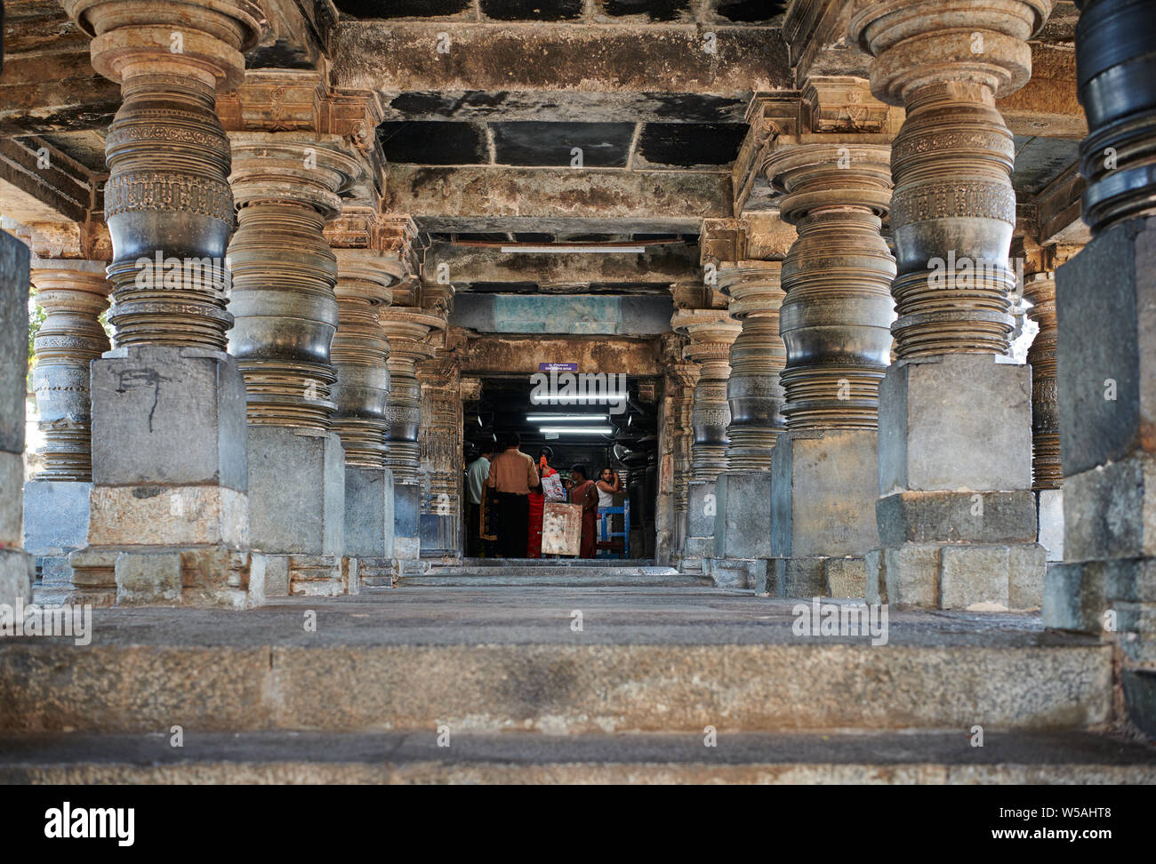 Interior shot de Chennakesava temple, Belur temple de Jain, Hassan, Karnataka, Inde Banque D'Images