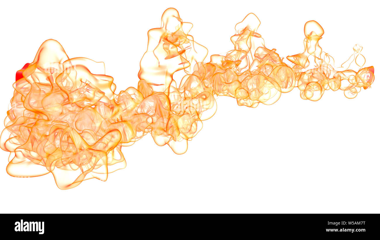 La pâte avec de la fumée ou gaz apparence aquarelle en rouge et jaune sur fond blanc. 3D Illustration Banque D'Images
