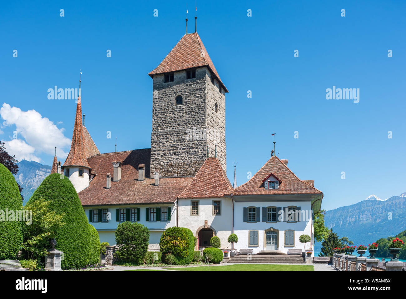 Le Château de Spiez, Spiez, Oberland Bernois, Suisse, Europe Banque D'Images