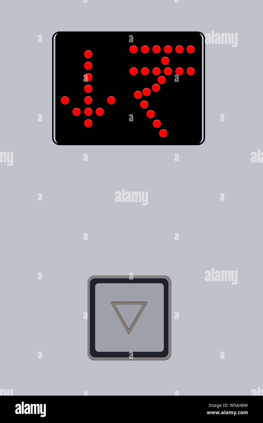 Symbole roupie avec flèche et bouton d'ascenseur Banque D'Images