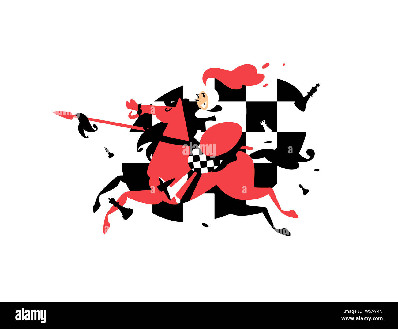 Illustration d'un rider des pions à cheval avec une lance. Vector illustration. Pour le site de caractère, studio d'échecs, l'école. Dans les compétitions d'échecs. Amp Banque D'Images