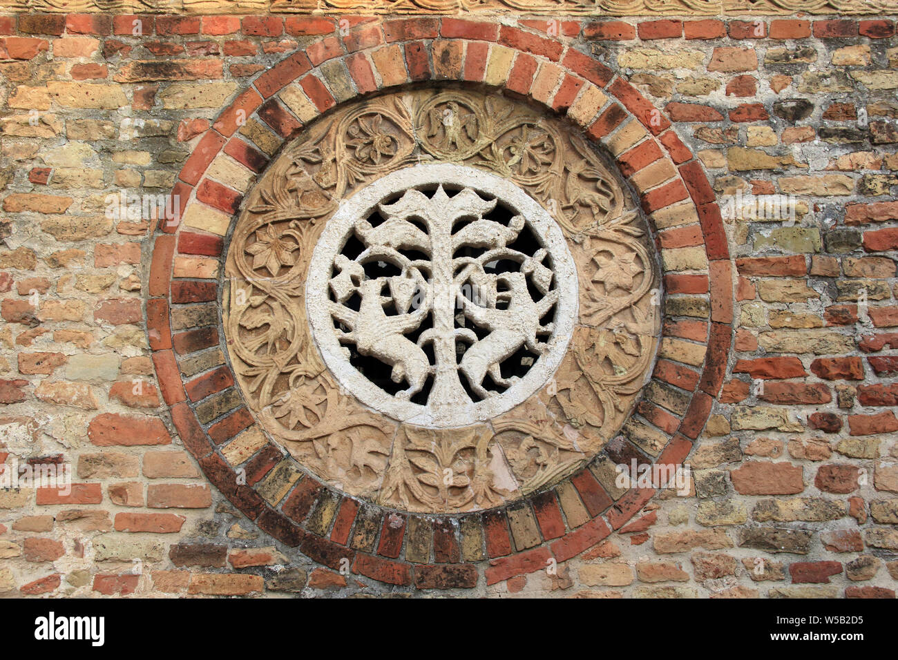 Rosette de décoration. Abbaye de Pomposa Italie. Banque D'Images