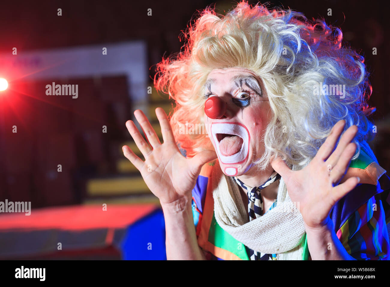 Portrait d'un clown dans le cirque arena Banque D'Images