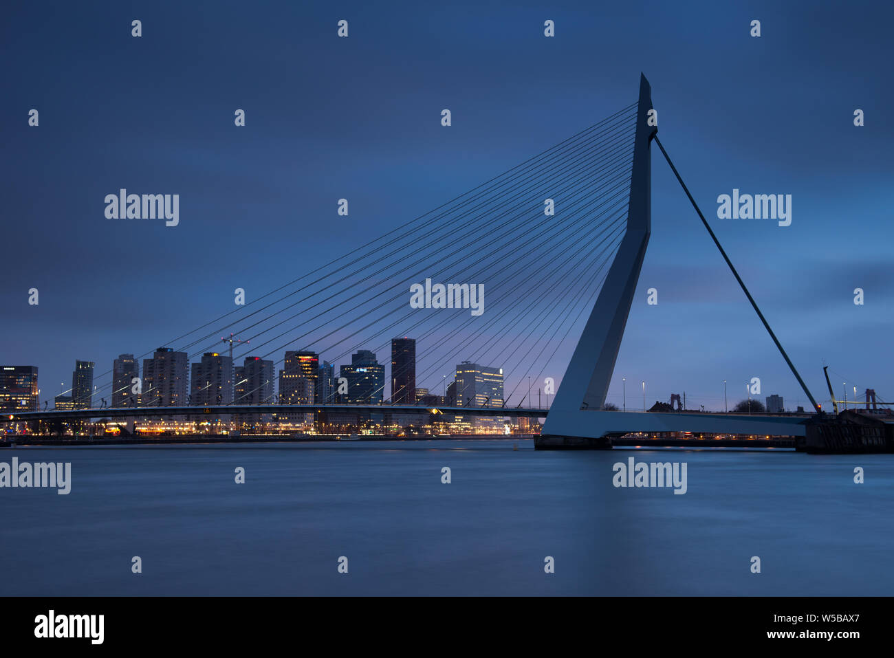 Pont Erasmus au-dessus de la Meuse à Rotterdam Banque D'Images