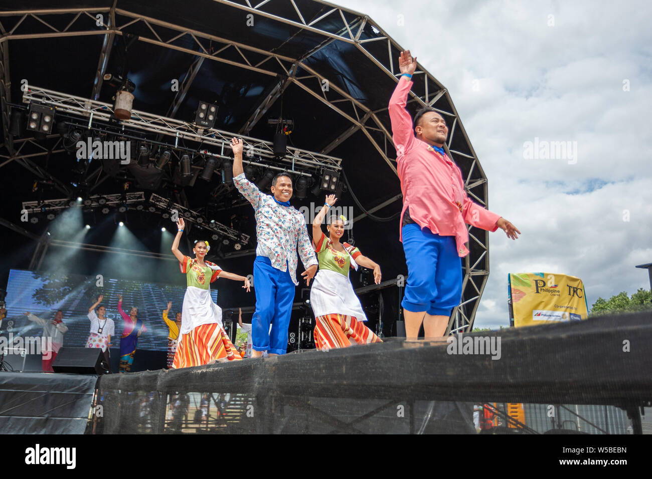 Walton-on-Thames, Dimanche 21 Juillet, 2019. Le Barrio Fiesta London est le plus grand d'Europe la France festival philippine qui est dans sa 35e année. Banque D'Images