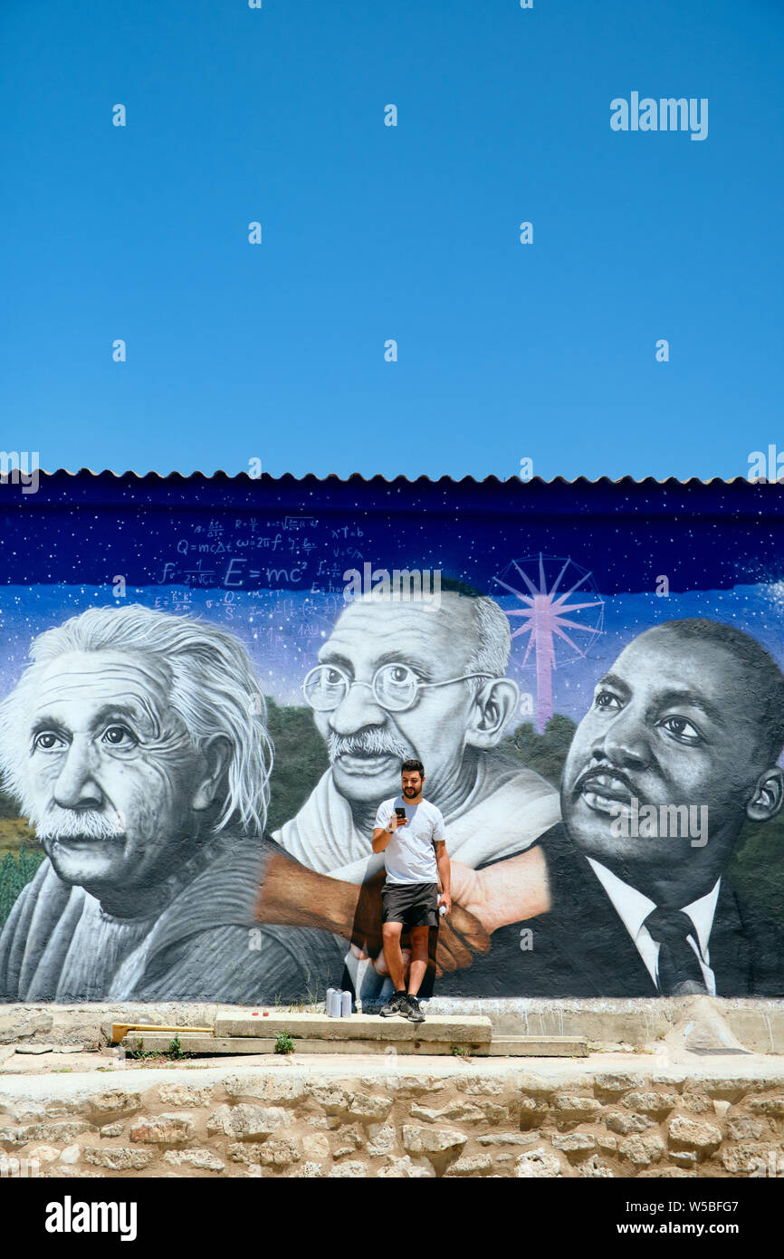Homme Graffitis le long du Camino de Santiago Banque D'Images