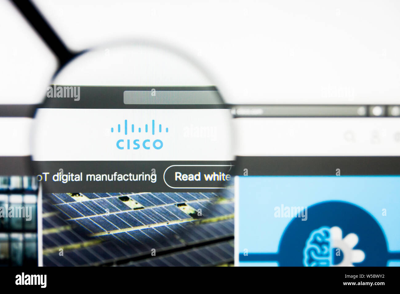Richmond, Virginie, USA - 27 juillet 2019 : Editorial de Cisco Systems Inc Page d'accueil du site. Le logo Cisco Systems Inc visible à l'écran. Banque D'Images