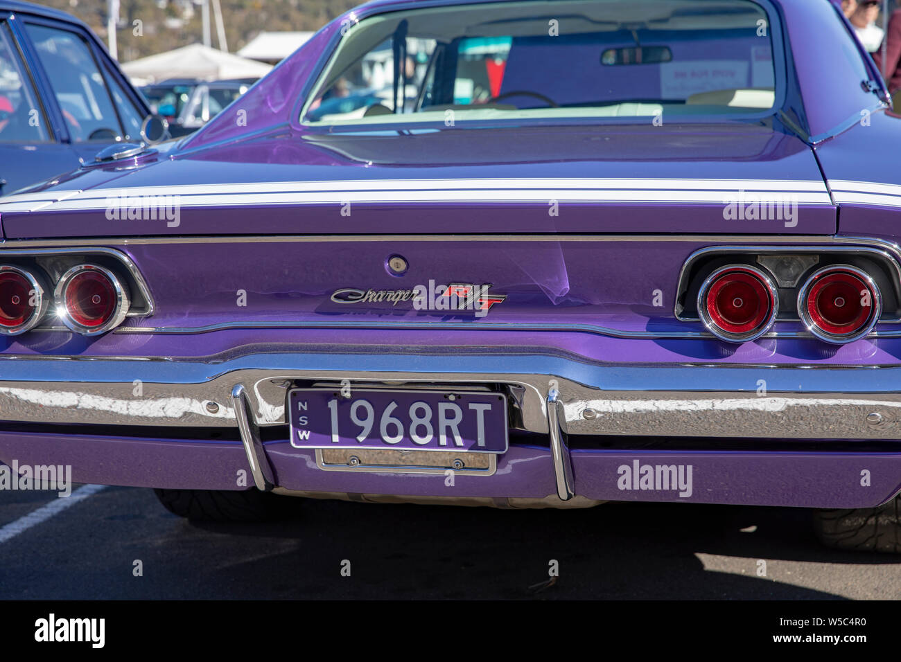 1968 Dodge Charger rt 440 classic American muscle car sur l'affichage à un salon de voitures à Newport, Sydney, Australie Banque D'Images