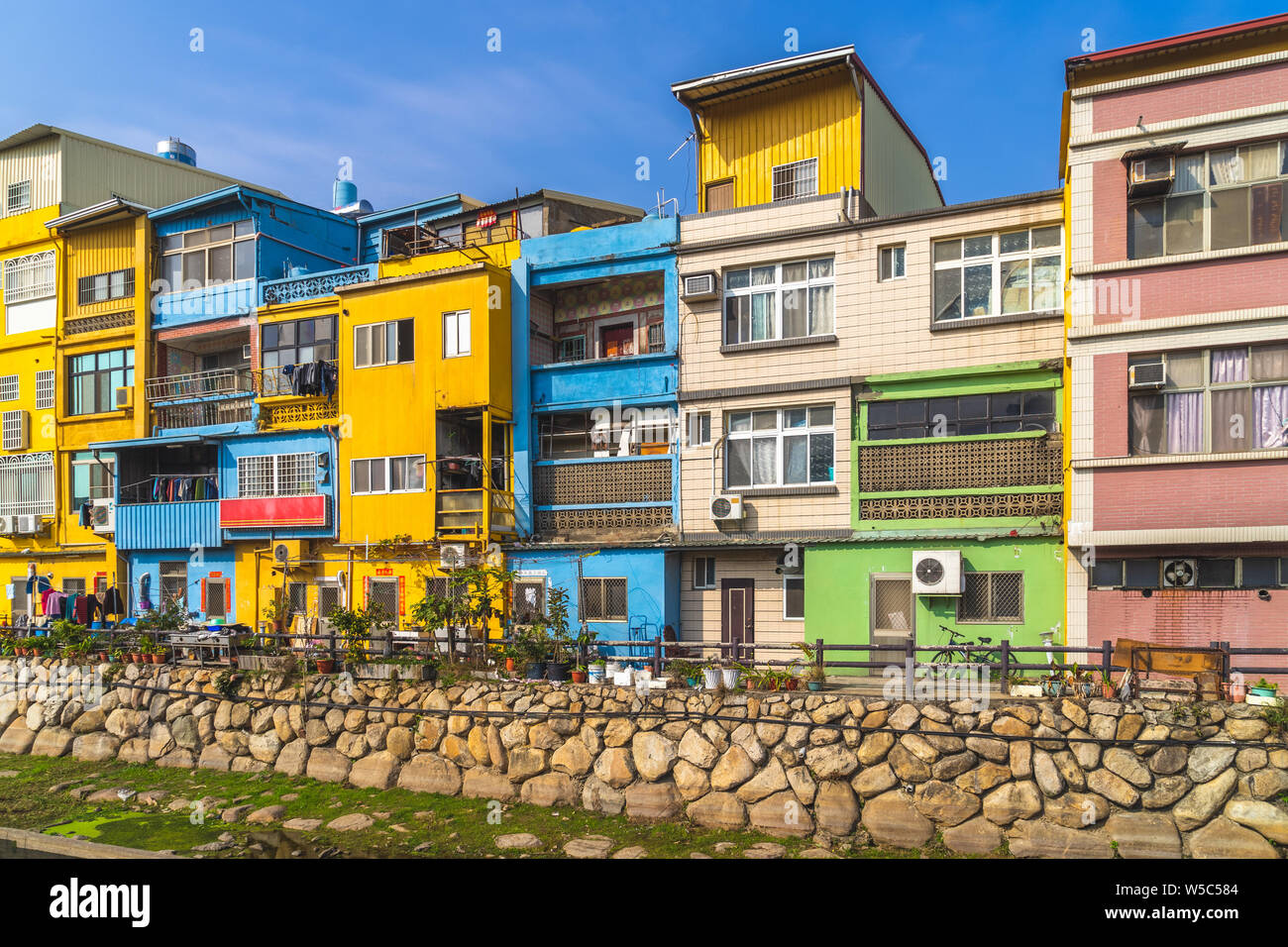 Maisons colorées à kinmen, Taiwan Banque D'Images