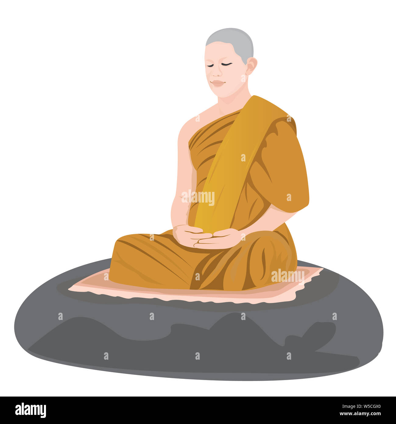La méditation du moine dans le Bouddhisme , conception vectorielle Banque D'Images