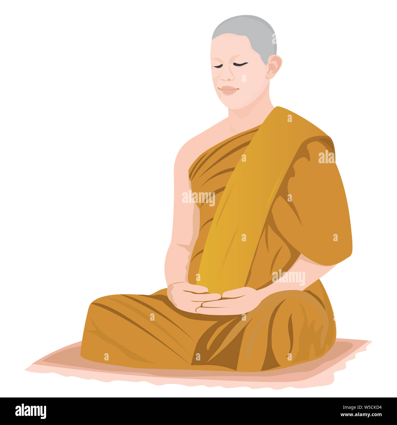 La méditation du moine dans le Bouddhisme , conception vectorielle Banque D'Images