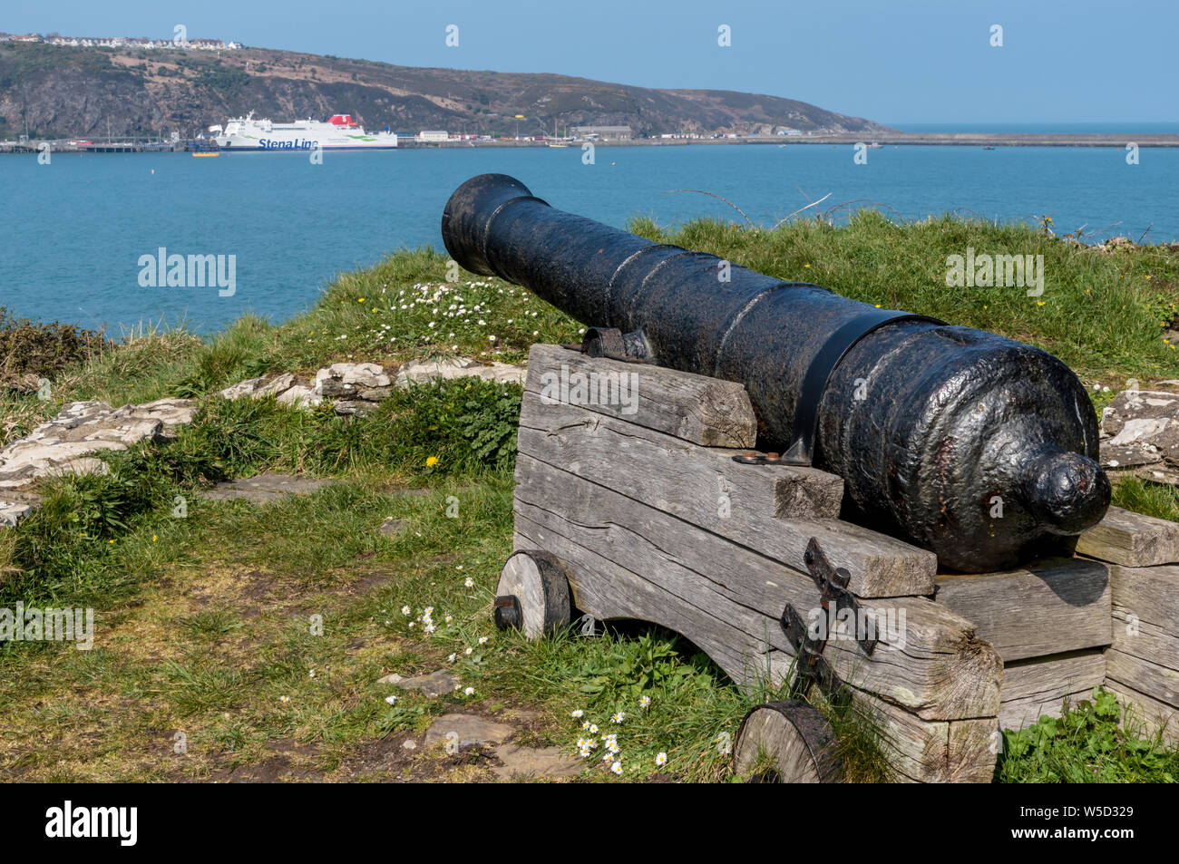 9-pounder cannon, Fort, Fishguard Fishguard Banque D'Images