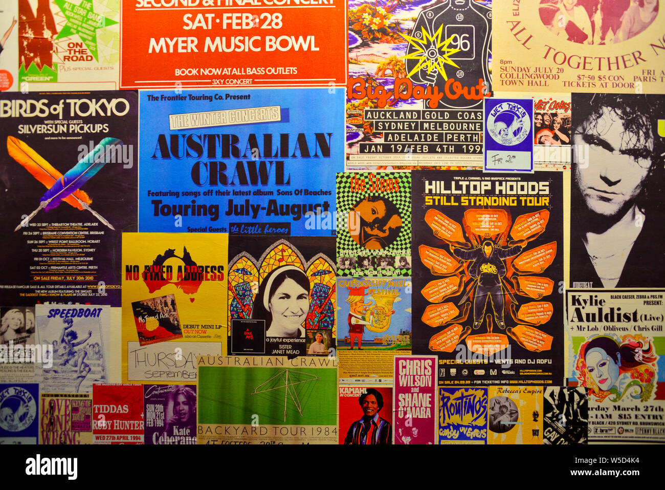 Vieilles affiches promotionnelles de la musique australienne Banque D'Images
