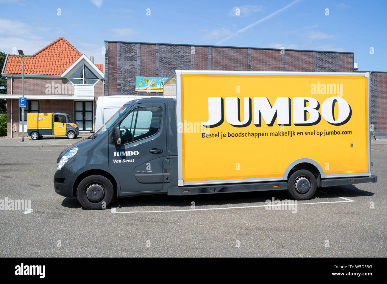 Livraison Jumbo van. Jumbo est la deuxième plus grande chaîne de supermarchés aux Pays-Bas. Banque D'Images