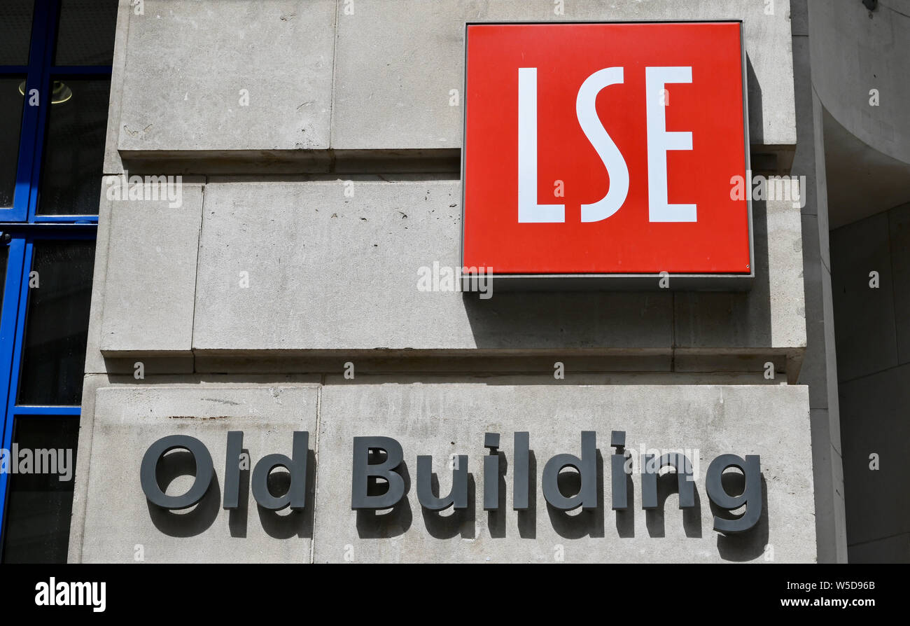 Signe de la LSE. LSE vieux bâtiment. London School of Economics and Political Science, Londres. UK Banque D'Images