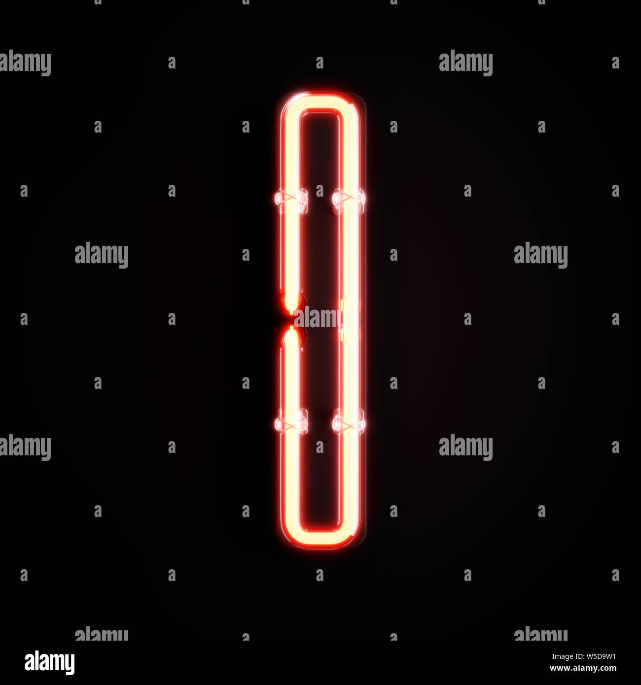 Neon light caractère alphabet I font. Tube neon glow lettres effet sur fond orange. Le rendu 3D Banque D'Images