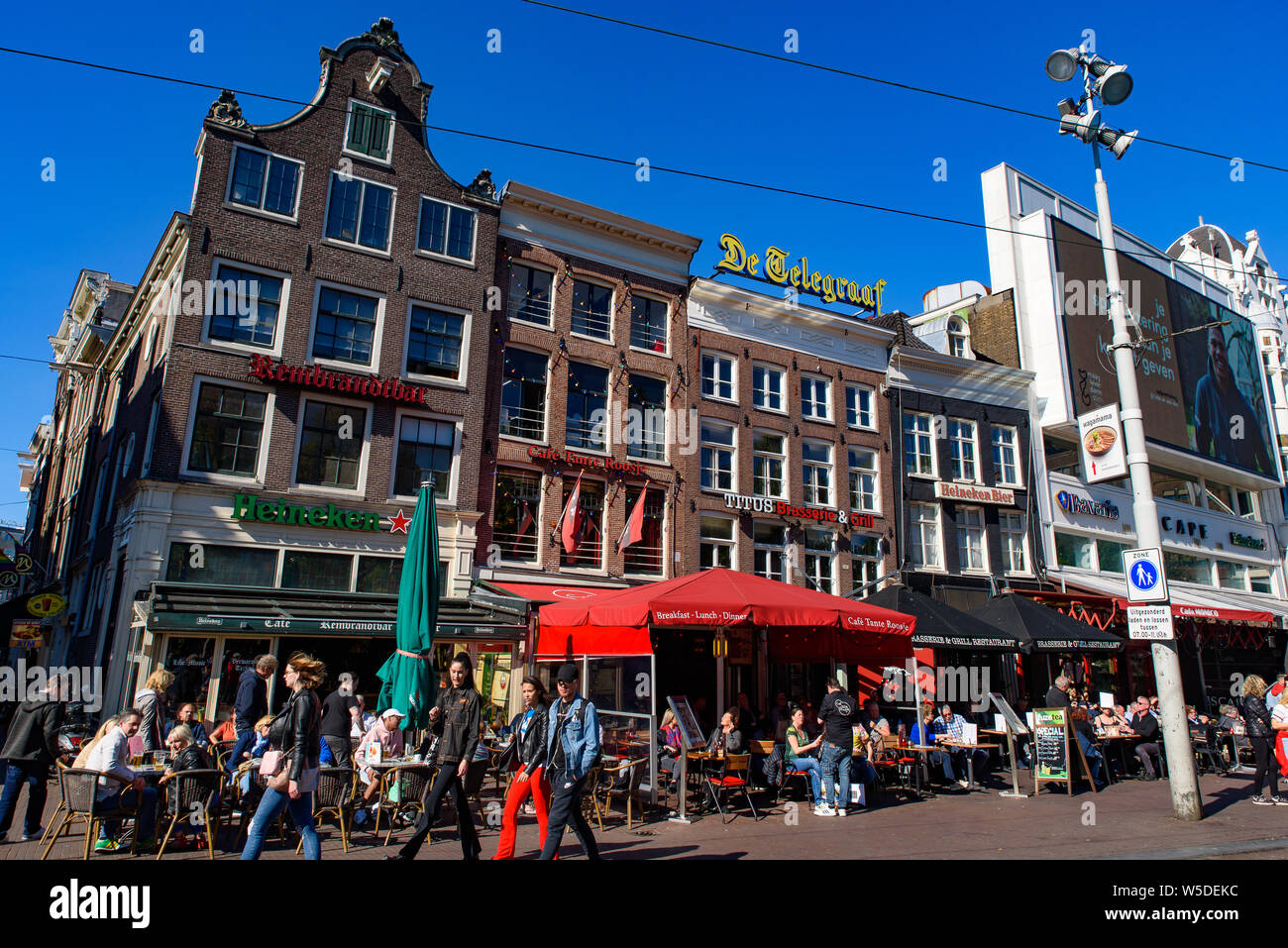 Place Rembrandtplein à Amsterdam, Pays-Bas Banque D'Images