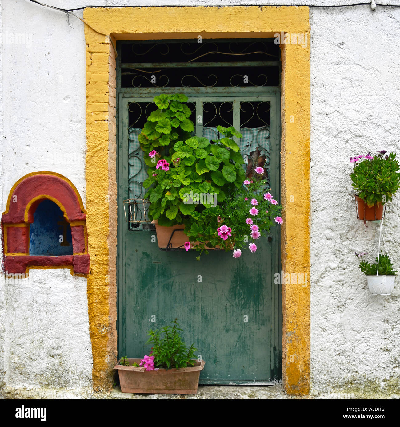 Maisons de village, Chlomos, Corfou, Grèce Banque D'Images