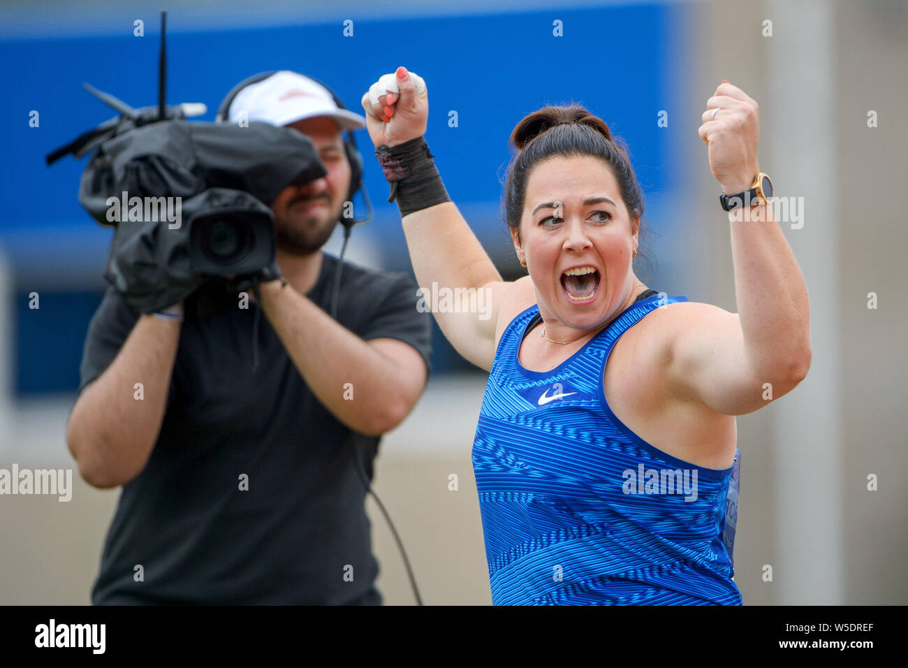 La Haye, Pays-Bas. 28 juillet, 2019. La Haye, 28-07-2019, le néerlandais d'athlétisme, NK Atletiek dernière journée, Haag Atletiek, présentent des femmes finale, Melissa Boekelman gagnant et champion Néerlandais : Crédit Photos Pro/Alamy Live News Banque D'Images