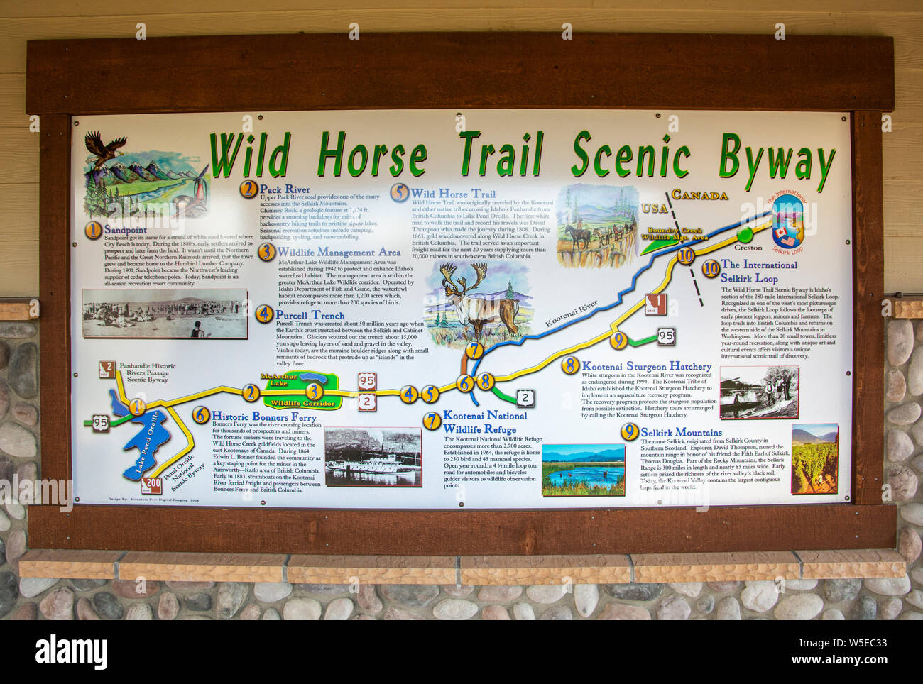 New York, Bonners Ferry, Wild Horse Trail Scenic Byway informations inscription au centre des visiteurs Banque D'Images