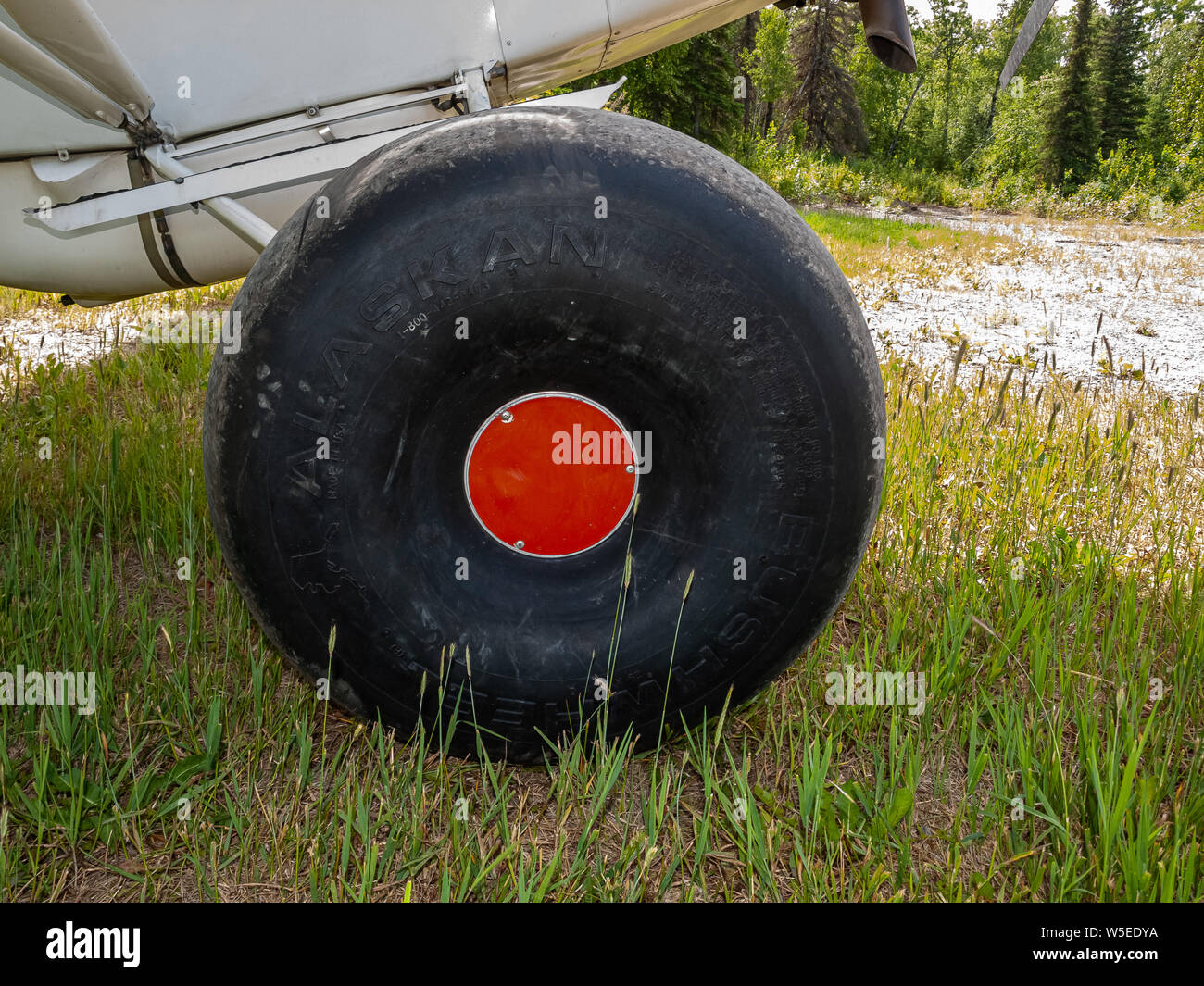 Vol de Piper Super Cub de l'aéroport de Anchorage Lake Hood PALH à Alexander Creek. Rivière Susitna, point Mackenzie. Entrée de cuisson. Pneus de toundra. Plan de bague. Banque D'Images