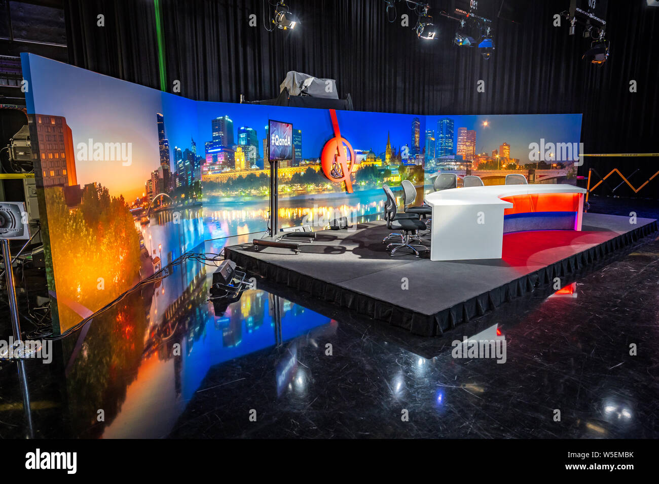 Melbourne, Australie - L'ABC Studios Q&A talk show set Banque D'Images