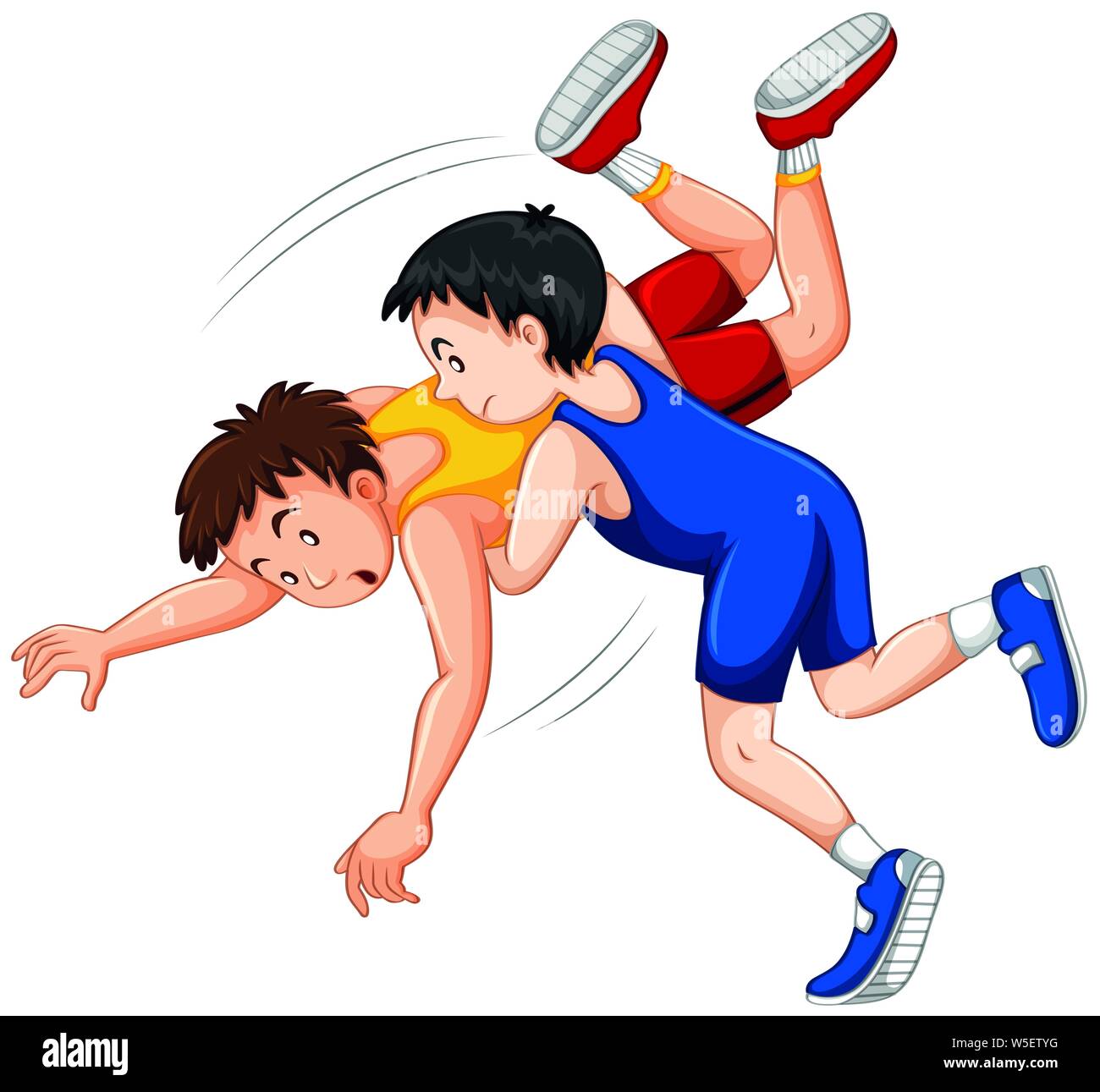 Deux garçons lutte judo lutte sur le sport illustration de la concurrence Illustration de Vecteur