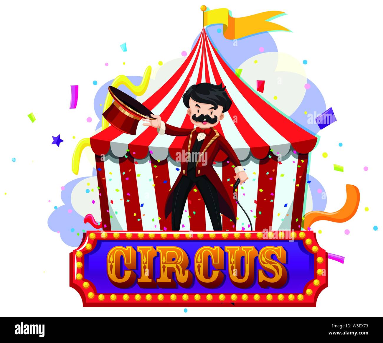 Magicien de cirque tente un signe avec illustration isolé Illustration de Vecteur
