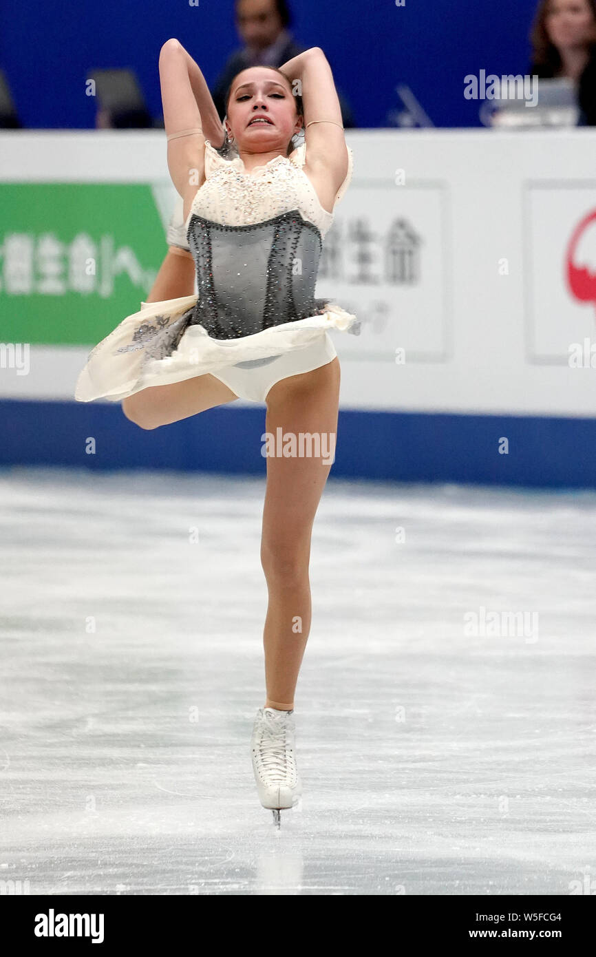 La patineuse artistique russe Alina Zagitova participe à ces dames Programme court de l'ISU World Figure Skating Championships 2019 à Saitama, Japon, 20 Mar Banque D'Images