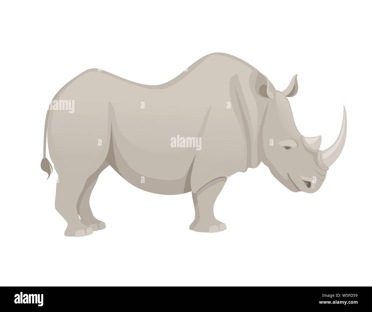 Rhinocéros africains cartoon animal vue côté télévision design vector illustration isolé sur fond blanc. Illustration de Vecteur