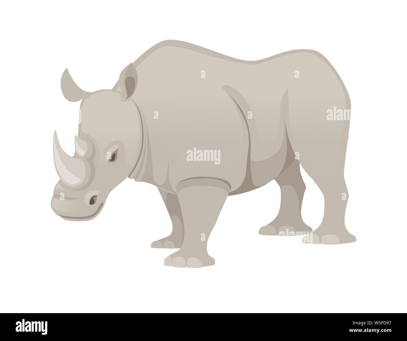 Rhinocéros africains cartoon animal vue côté télévision design vector illustration isolé sur fond blanc. Illustration de Vecteur