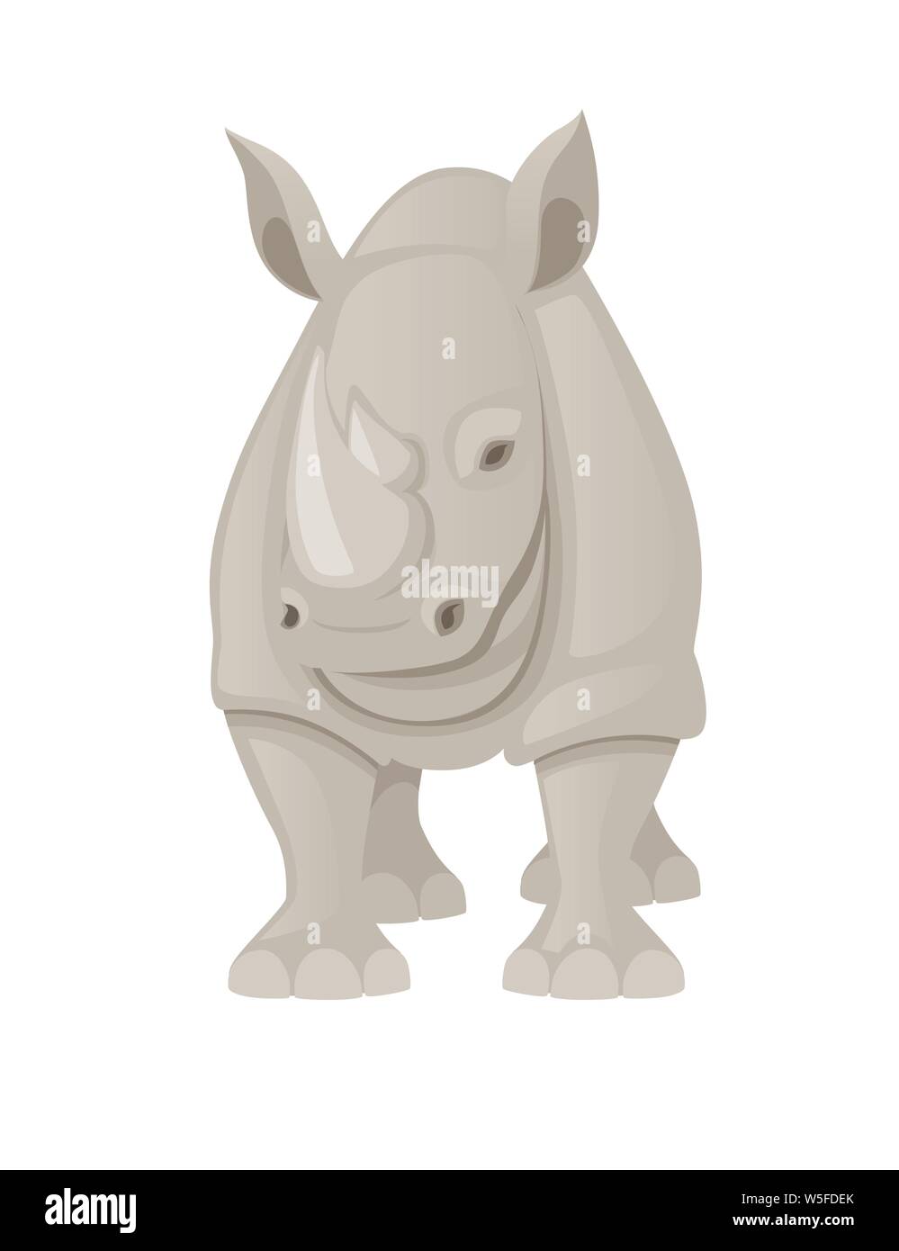 Rhinocéros africains vue avant cartoon animal télévision design vector illustration isolé sur fond blanc. Illustration de Vecteur