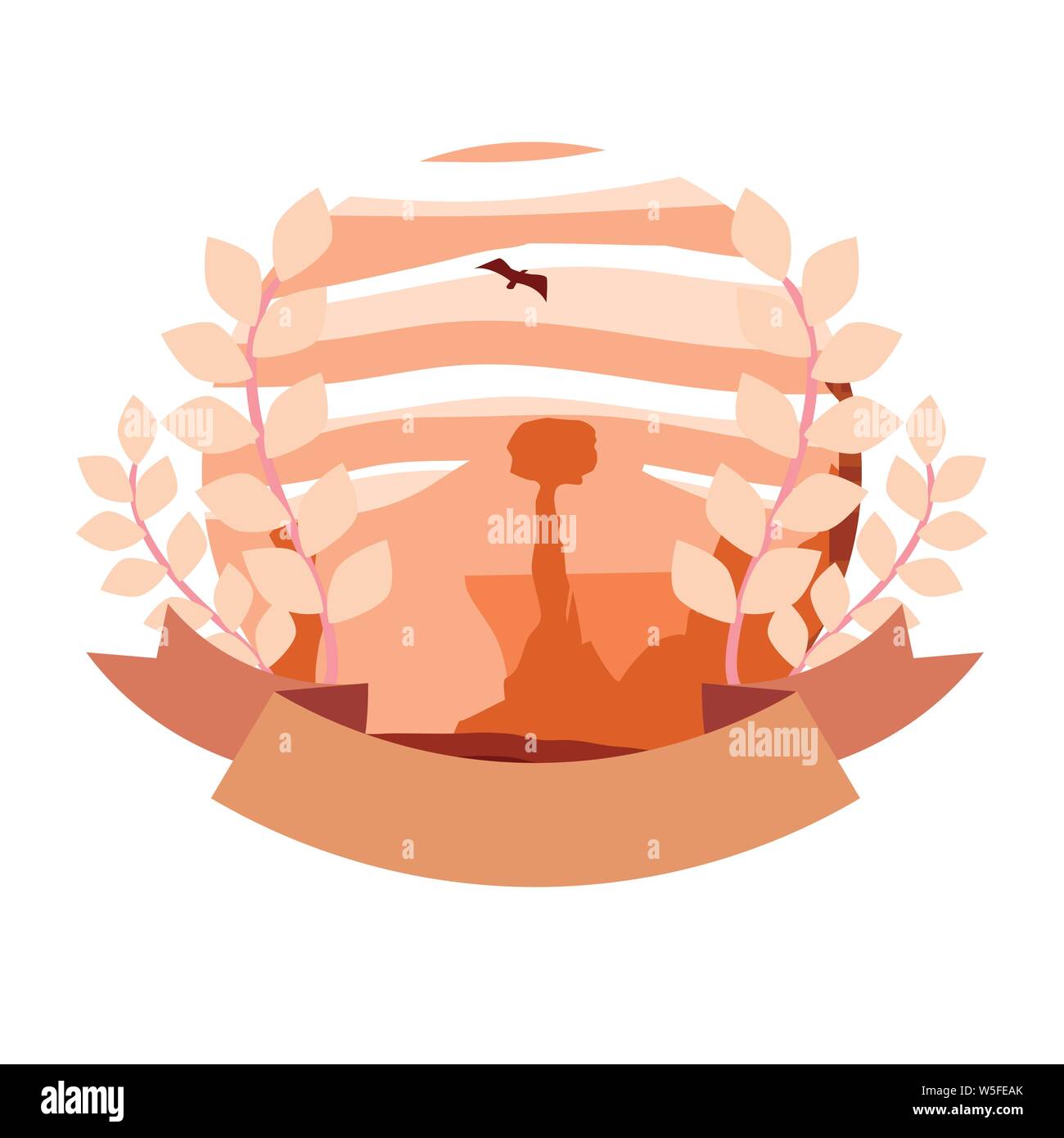 Les roches paysage nature vol oiseau emblème du feuillage vector illustration Illustration de Vecteur